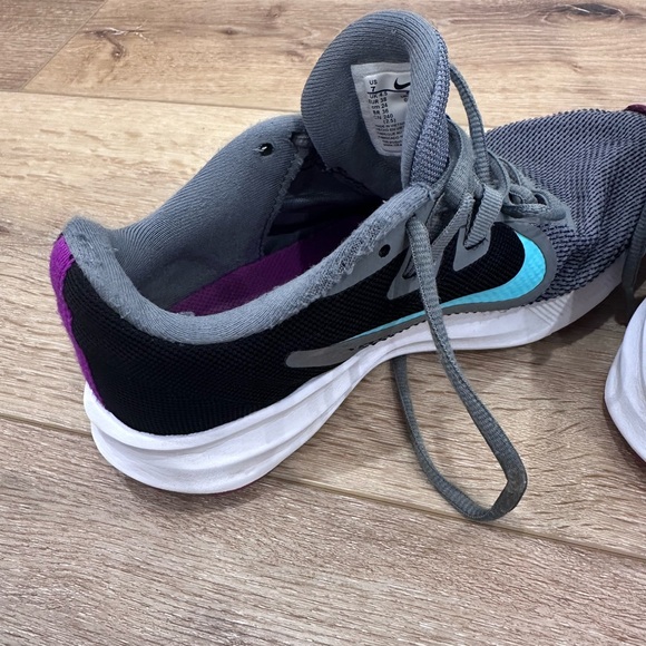 NIKE DOWNSHIFTER Womens Size 7 Black Gray Turquoise Purple Sneakers - Picture 2 of 11